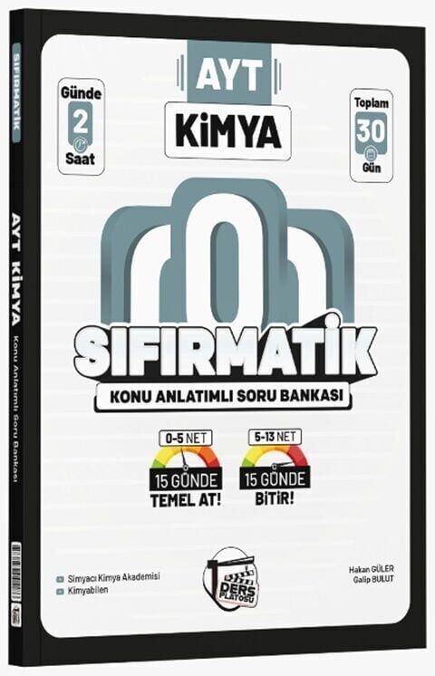Ders Platosu YKS AYT Kimya Sıfırmatik Konu Anlatımlı Soru Bankası Ders Platosu