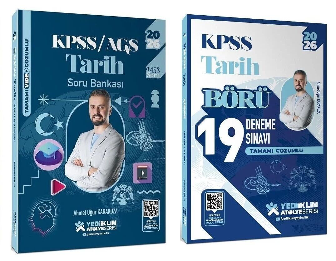 Yediiklim 2026 KPSS Tarih Atölye Soru Bankası + Börü 19 Deneme 2 li Set - Ahmet Uğur Karakuza Yediiklim Yayınları