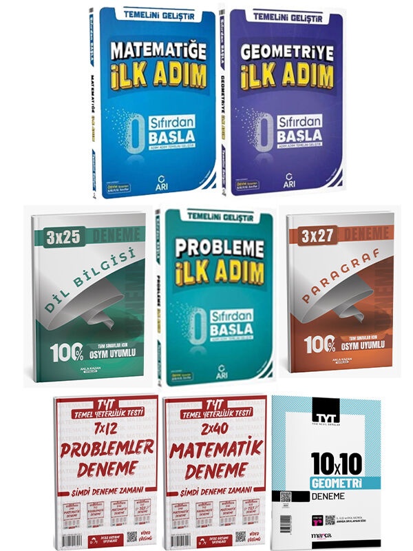 Anla Kazan + Arı 2026 Matematik+ Geometri+ Problem 0 Dan Başla + Deneme + Anla Kazan 8li Set