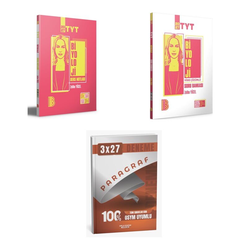 2027 Benim Hocam TYT Biyoloji Konu + Video Çözümlü Soru + anla kazan paragraf deneme 3'lü Set