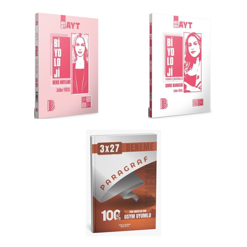 2027 Benim Hocam AYT Biyoloji Konu + Video Çözümlü Soru + anla kazan paragraf deneme 3'lü Set