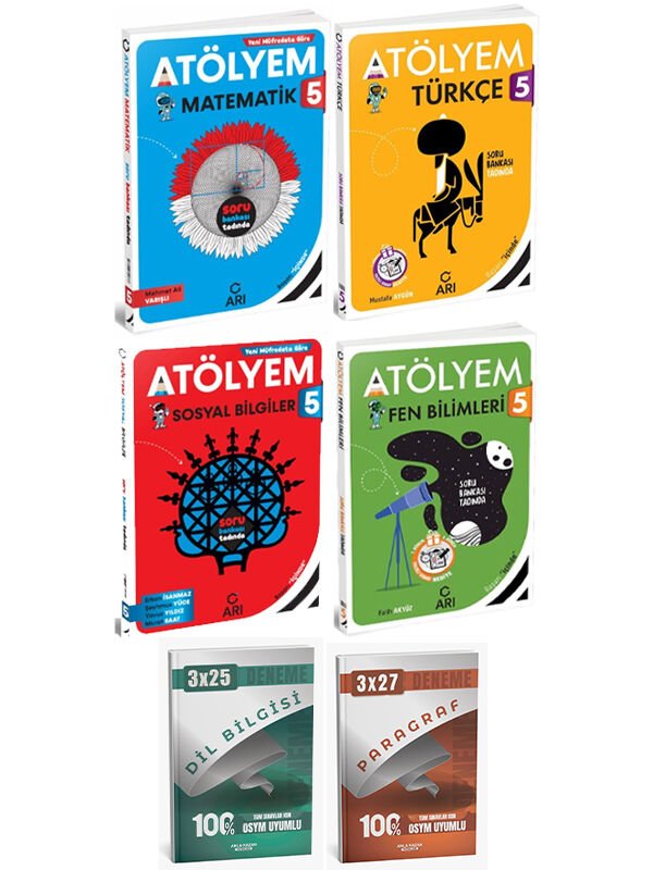 Anla Kazan + Arı 2026 5. Sınıf Atölyem Türkçe Matematik Fen Bilimleri Sosyal Bilgiler 6 lı Set