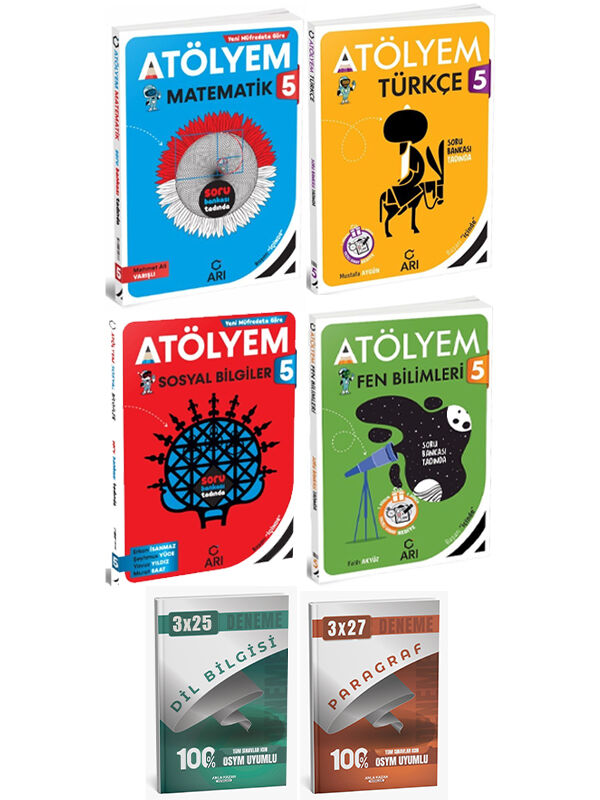 Anla Kazan + Arı 2026 5. Sınıf Atölyem Türkçe Matematik Fen Bilimleri Sosyal Bilgiler 6 lı Set