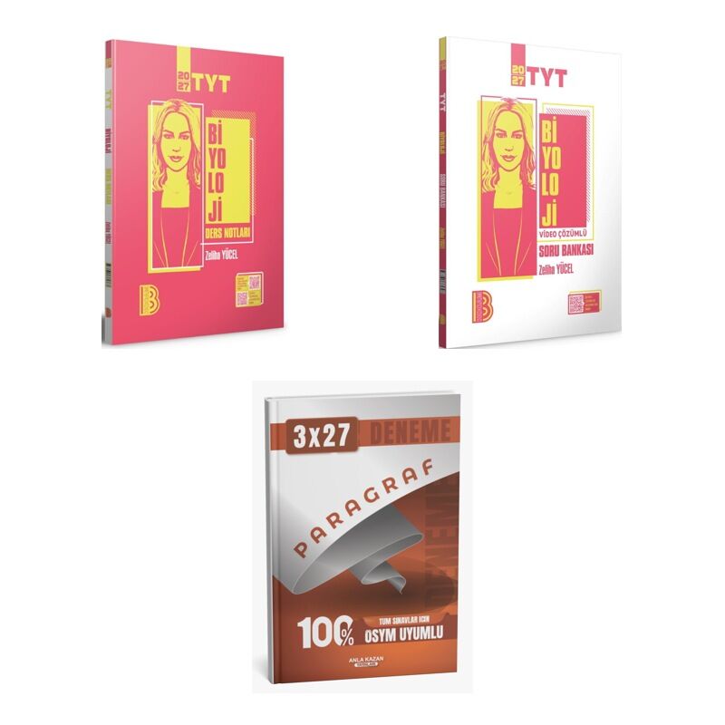 2027 Benim Hocam TYT Biyoloji Konu + Video Çözümlü Soru + anla kazan paragraf deneme 3'lü Set